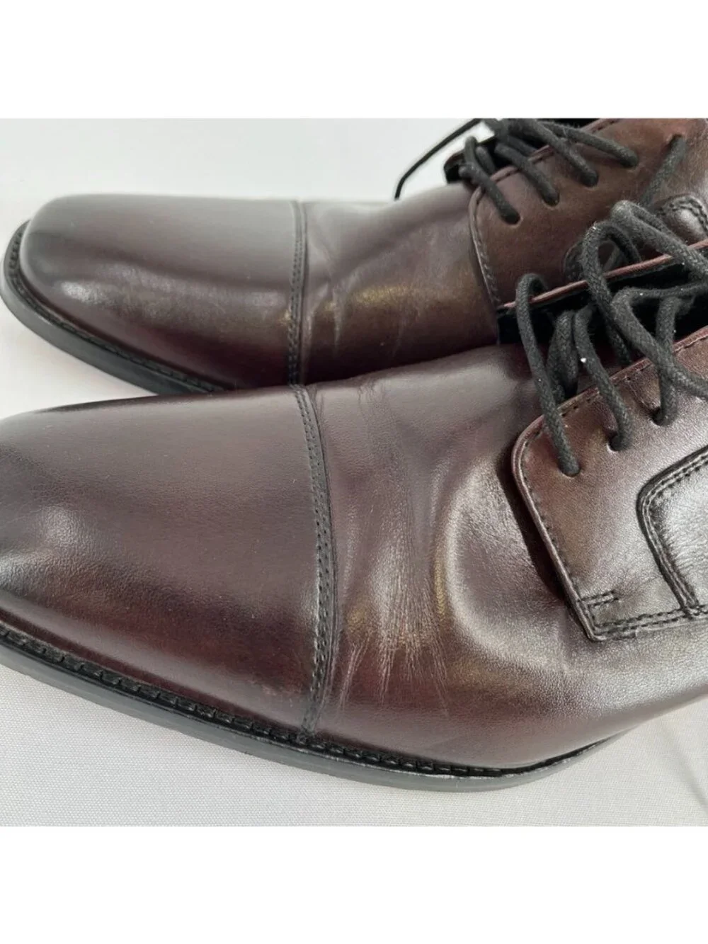 Johnston & Murphy Men's Cap Toe Oxfords Size 10.5 Burgundy 59-11703 Leather
